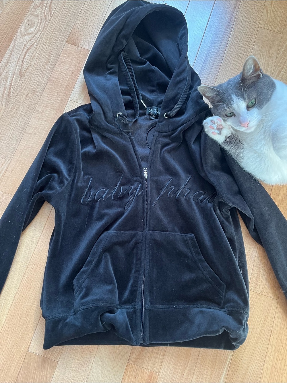 Baby Phat Black Velour Zip-Up Hoodie